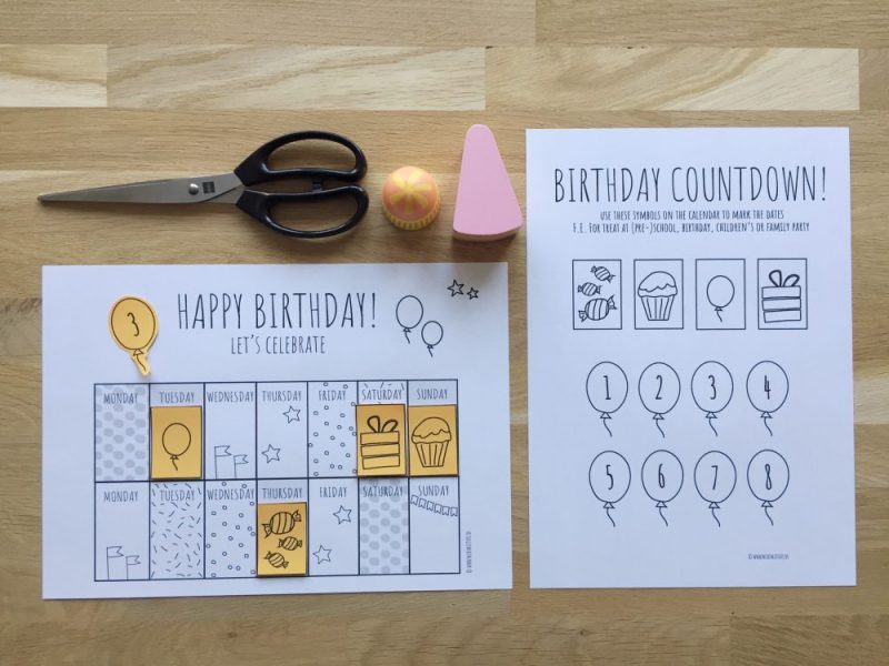 birthday calendar free printable download countdown calendar