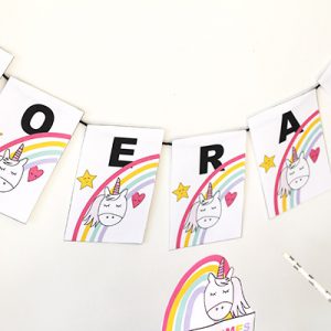 unicorn verjaardag decoratie printable vlaggenlijn