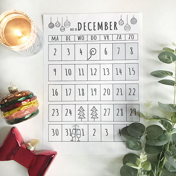 december printable maandplanner kinderen