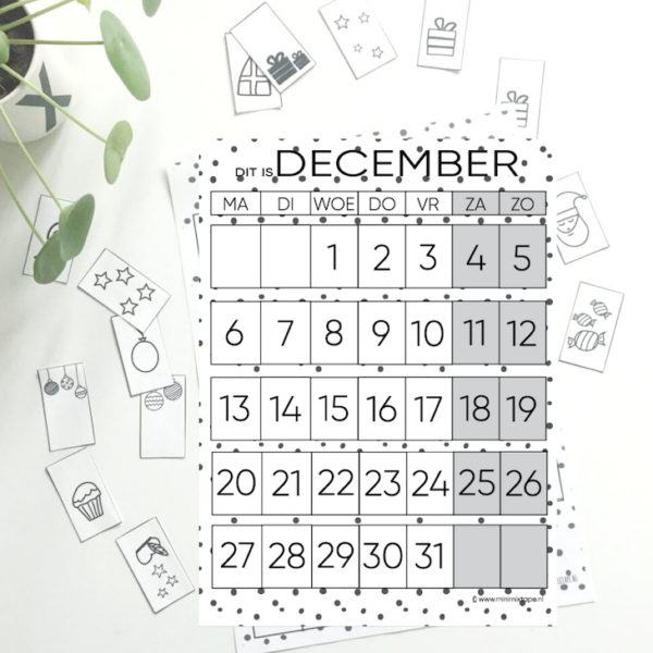 december printable maandplanner met symbolen gratis download