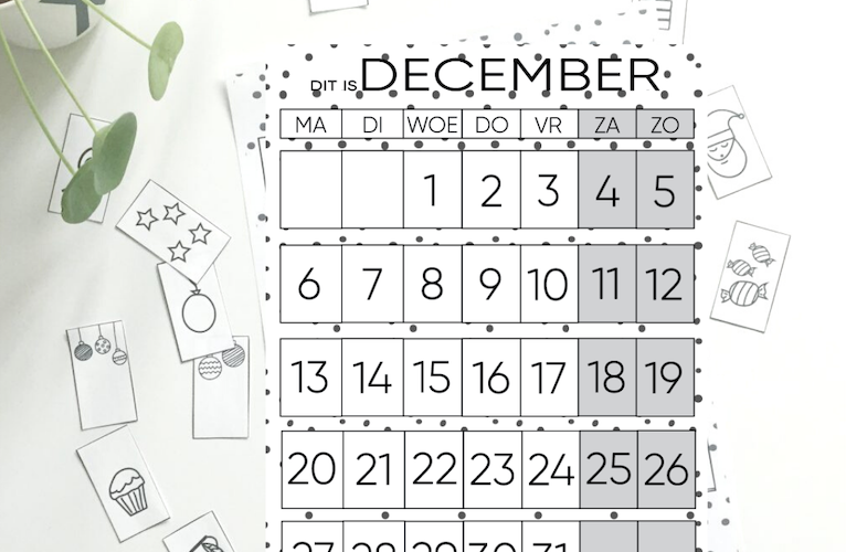 december printable maandplanner met symbolen gratis download